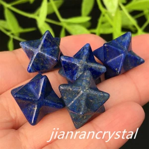 5pcs Natural Lapis Lazuli Merkaba Star Quartz Carved Mini Crystal Skull Healing - Picture 1 of 11