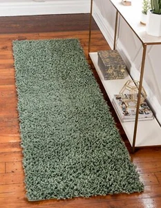 Unique Loom Davos Shag Collection Area Rug - Solid (2' 2" x 8' Runner, Sage) - Picture 1 of 11