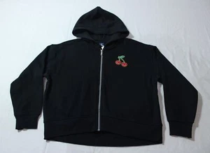 Old Navy Girl's Vintage Cropped Graphic Full Zip Hoodie WR4 Black Large NWT - Picture 1 of 4