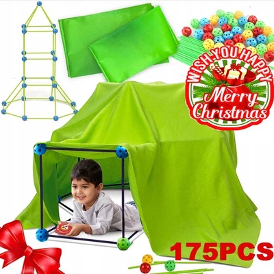 175Pcs Kids Construction Fort Building Kit Castles 3D Play House Tent Child Toys - Image 1 of 4