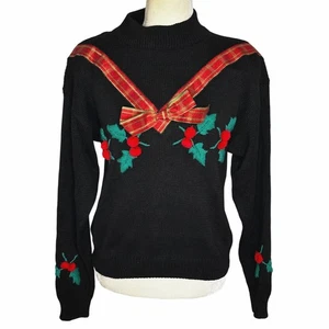 Vintage Französisch Marine Zierlich Urlaub Pullover Band Stechpalme Stickerei 10/12 - Bild 1 von 10