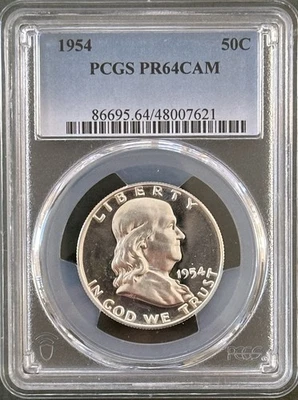 1954 FRANKLIN HALF DOLLAR, PROOF, 50C, PCGS PR64CAM - Image 1 of 4