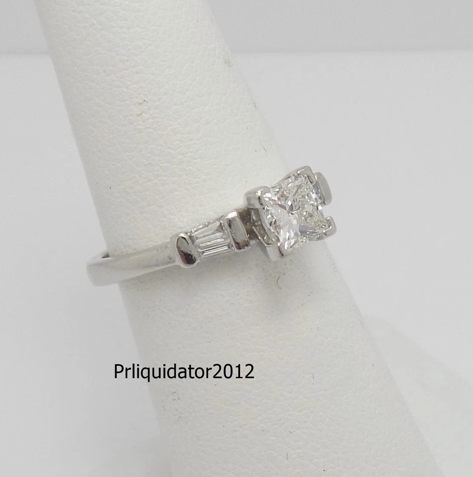 3/4CT Natural Princess Diamond Anniversary Engagement Wedding Ring Platinum 950 - Image 1 of 4
