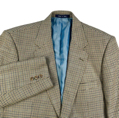 Abrigo deportivo Alan River para hombre 40 R seda lana pata de gallo cuadros blazer tostado nuevo con etiquetas Foto 1 de 4