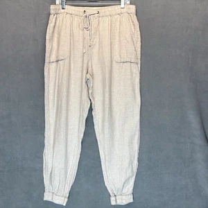 C&C California 100% Linen Joggers Size XL Tan Pull-On Pants Pockets Drawstring - Picture 1 of 6