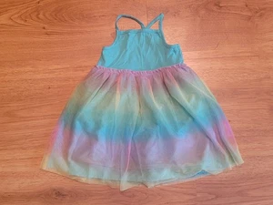 Cat & Jack Blue Sundress w/Fluffy Rainbow Skirt Girls Size 5T - Picture 1 of 2
