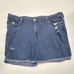 Levi's Womens Classic Shorts Denim Blue Distressed Cuffed Plus Size 20W - Picture 1 of 8