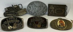 6 Vintage 70’s 80’s Brass Belt Buckles USA, Indiana Metal, Bergamot, Zee Award - Picture 1 of 14