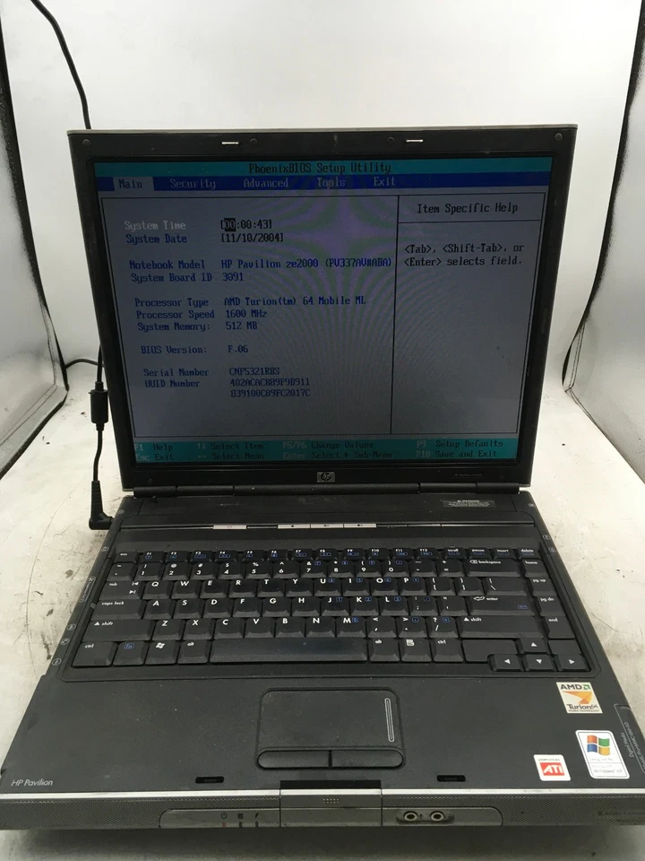 HP PAVILION ZE2000 - BOOTS TO BIOS - AMD TURION 64 - 512MB RAM - READ DESC - BB - Image 1 of 4