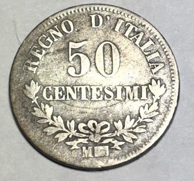 1863-M 50 Centesimi, Italy - Image 1 of 2