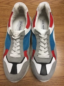 Zapatillas para correr Steve Madden Memory de cuero, azul rojo blanco negro, 7,5 m - Imagen 1 de 7