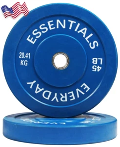 Olympic Bumper Plate Weight Plate with Steel Hub Color Coded 45 Lbs Pair NEW USA - Picture 1 of 12