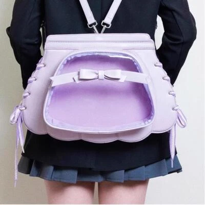 Mochila Itabag Shell Transparente Itbag Mochila Arco Cinta de Seda PU Bolso de Hombro  Foto 1 de 4