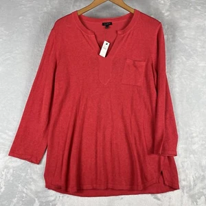 Talbots Top Womens Large Red Linen Blend Beachy Airy Classic NEW NWT MSRP $70 - Picture 1 of 9