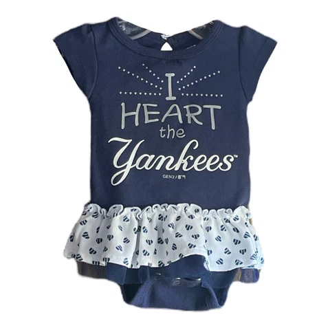 MLB New York Yankees Skirted Romper Blue Short Sleeve Kids 0-3M Infant Baby Girl Cover