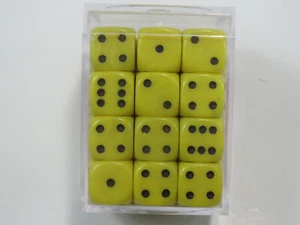NEW Dice Cube Set of 36 D6 (12mm) - Opaque Yellow - Picture 1 of 2