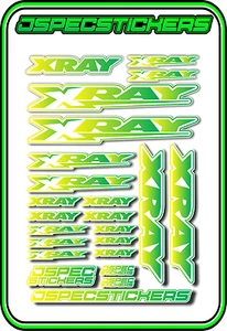 XRAY RC A5 STICKER SHEET NT1 T4 XB9 RX8 ELECTRIC NITRO CAR DECALS R/C YEL/GREE W - Picture 1 of 9