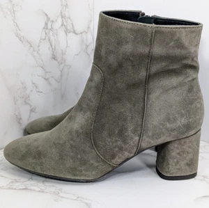 NUOVO stivaletto Eric Michael Olivia donna bambino scamosciato grigio talpa zip laterale taglia 6 $210 - Foto 1 di 11