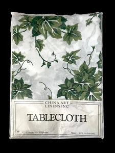 Tablecloth Ivy Vine Pattern Green White 60x84” NEW. China Art Linens Inc. - Picture 1 of 3