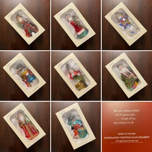 NEW Glassware Art Studio Poland Christmas Santa Owl Snowman Ornaments In Box  - Picture 1 of 9