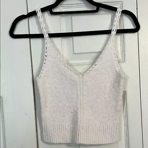 Maglione canottiera ABERCROMBIE & FITCH panna media senza maniche a costine crop - Foto 1 di 5