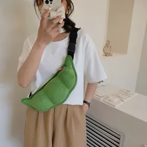 Adorable Green Pea Pod Plush Crossbody Shoulder Bag, Fun Adjustable Strap, 14.9” - Picture 1 of 5