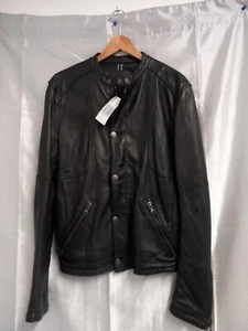 H.E By Mango Mens Biker Style 100% Sheep Leather Jacket - Size S - BNWT - Picture 1 of 9