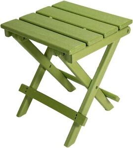 Folding Adirondack Side Table, Outdoor Square End Table for Backyard (Green)