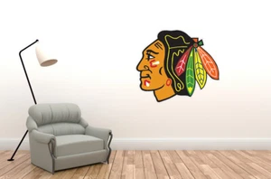 Wall Decal Chicago Blackhawks Logo - NHL Decor Vinyl Art Mural Sport Sticker - Picture 1 of 2
