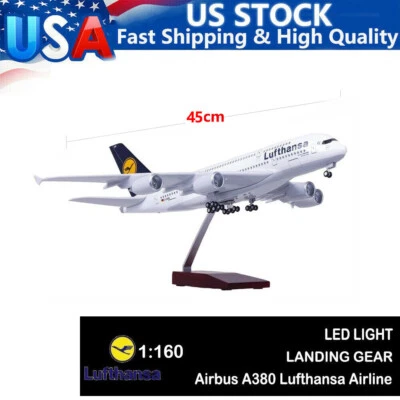 Avión de pasajeros Deutsche Lufthansa A380 1/160 con lámpara de voz modelo juguete Foto 1 de 4