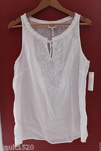 Neu mit Etikett Laundry by Shelli Segal Optik weißes besticktes Baumwollstricktop 14 138 $ - Bild 1 von 9
