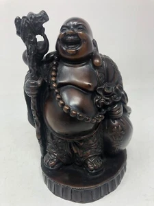Stehender lachender Buddha Figur Statue Figur Kaltguss Bronze Pulverharz - Bild 1 von 17