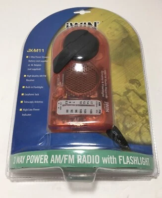 JWIN JX-M10 AM/FM, linterna, alimentación de 3 vías, conector para auriculares, antena telescópica Foto 1 de 3