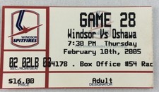 OHL 2005 02/10 Oshawa Generals at Windsor Spitfires Hockey Ticket