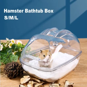Transparent Hamster Bathtub Box Guinea Pig Hamster Sand Bath Mouse Bathroom - Picture 1 of 15