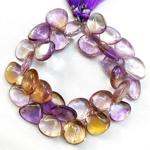 Piedras preciosas de ametrino natural tamaño 14 a 15 mm cuentas lisas en forma de corazón hilo de 7" - Imagen 1 de 8