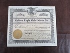 Vintage Golden Eagle Gold Mines Co 1907  Stock Certificate