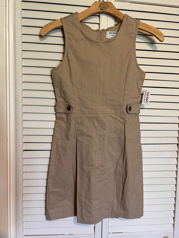 OLD NAVY Girls Kids Size 14 - 16 Xlarge XL Dress Sleeveless NEW Uniform Beige - Image 1 of 4