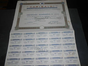 1936 GARIBALDI SOCIETA' NAVIGAZIONE GENOVA CERTIFICATO DA 5 AZIONI ANNULLATO - Picture 1 of 1