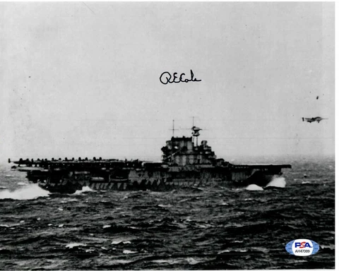 RICHARD E. COLE SIGNED 8X10 PSA DNA AH47089 (D) WWII DOOLITTLE RAID TAKE OFF Cover