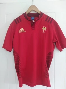 France Rugby Union Away Shirt 2014/2015 - Adidas Large L Jersey Red Gold Accents - Picture 1 of 10