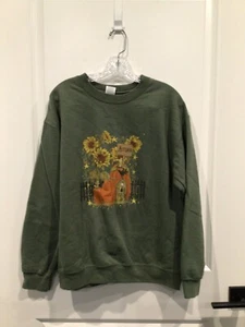 euc Gildan Mujer Medio Verde Sudadera Calabazas Girasoles - Imagen 1 de 3