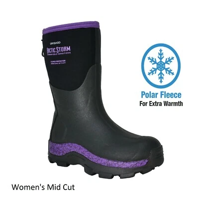 Bota de invierno Dryshod para mujer talla 8 Arctic Storm Mid negra/púrpura ARS-WM-PP Foto 1 de 4