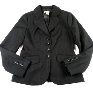 ANN TAYLOR black with red pinstripes blazer jacket Size 0 - Picture 1 of 5