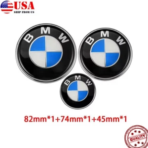 Insignia emblema dirección trasera capó delantero 82 mm + 74 mm + 45 mm 3 piezas - Imagen 1 de 5