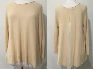 Olivia Sky Womens Tunic Knit Ivory Size Medium Top Shirt Open Back Long Sleeve - Picture 1 of 10