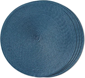 round Braided Placemats Set of 4 Table Mats for Dining Tables Woven Washable Non - Picture 1 of 7