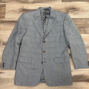Trussini Blazer Mens 38R Glen Plaid 3 Button Super 100s Wool Vintage Sport Coat - Picture 1 of 11
