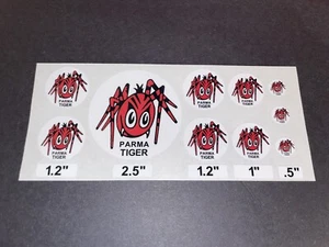 10x Vintage Style PARMA TIGER Variety Red Stickers Decals Slot Cars - Picture 1 of 1