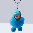 1pc Sleeping Baby Doll Keychain Fluffy Keyring Hanging Pendant Gift Bow-knot
